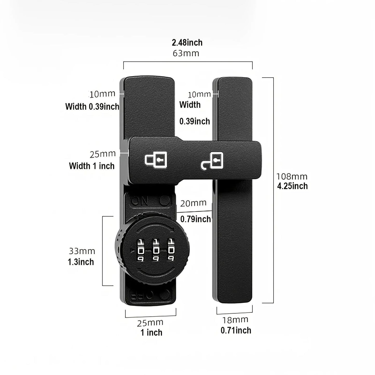 Sliding Barn Door Combination Lock With 3 Digit Code 2