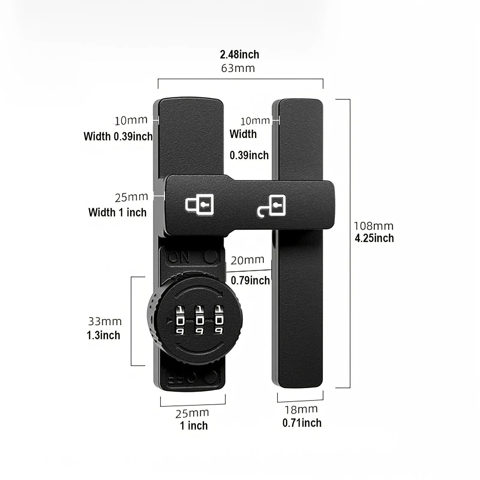 Sliding Barn Door Combination Lock With 3 Digit Code 2
