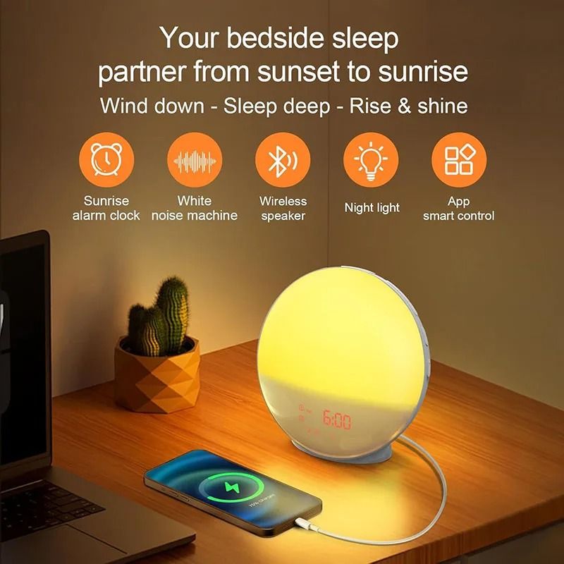 Smart Wake Up Light Bluetooth Alarm Clock With Natural Sounds 3