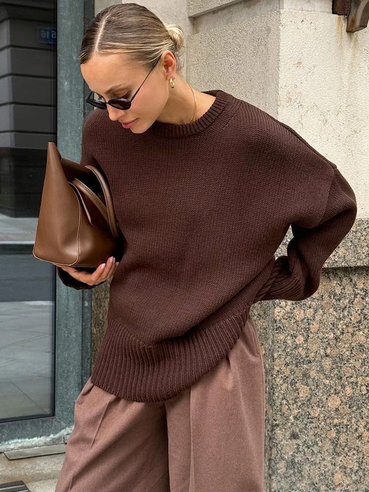 Cozy Oversized Womens Sweater Knitted Winter Pullover 4