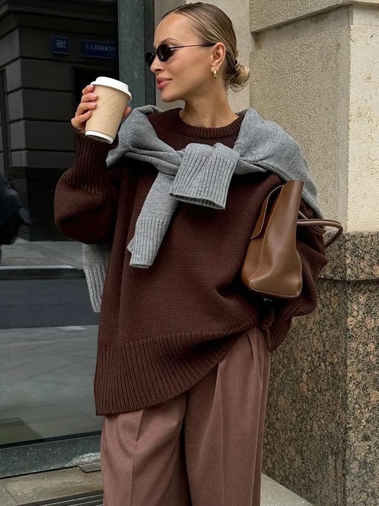 Cozy Oversized Womens Sweater Knitted Winter Pullover 6