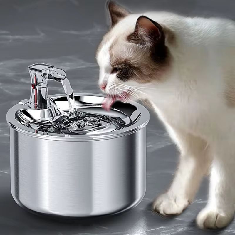 2L Stainless Steel Pet Water Fountain  Automatic Cat And Dog Dispenser With Optional Sensor And Hea 1