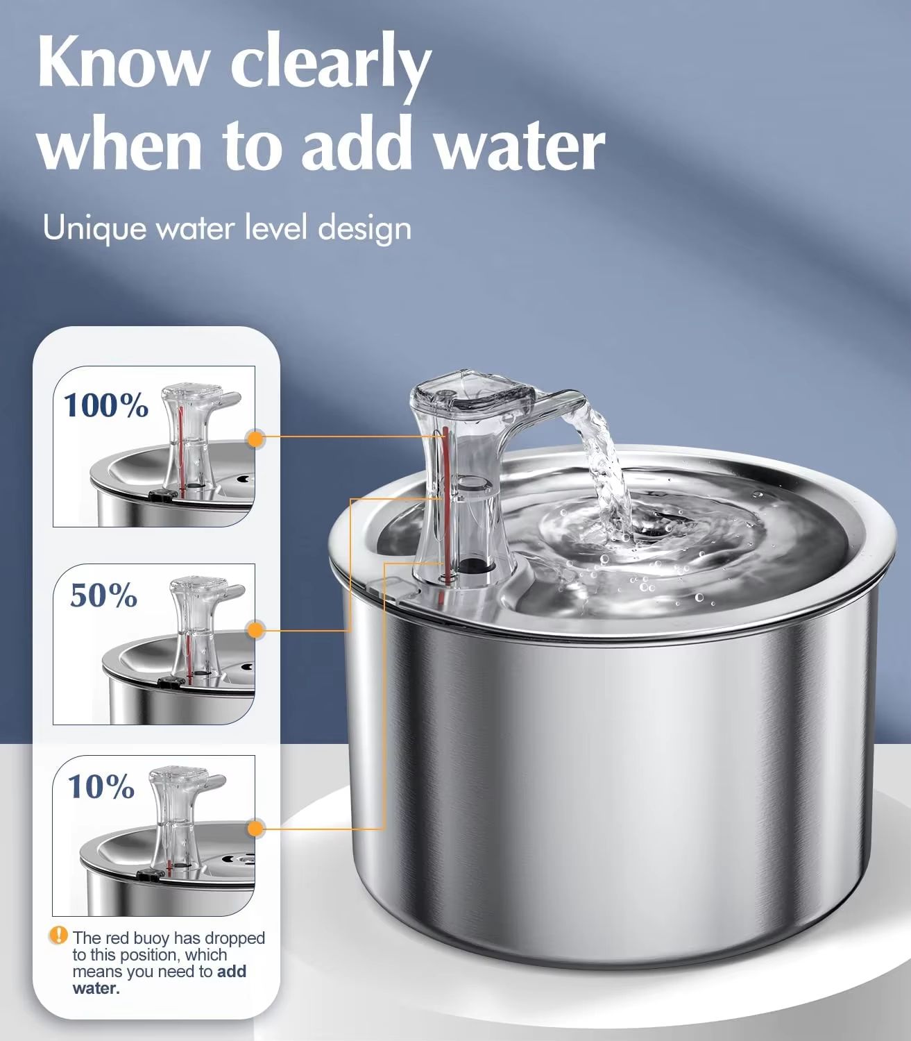 2L Stainless Steel Pet Water Fountain  Automatic Cat And Dog Dispenser With Optional Sensor And Hea 3