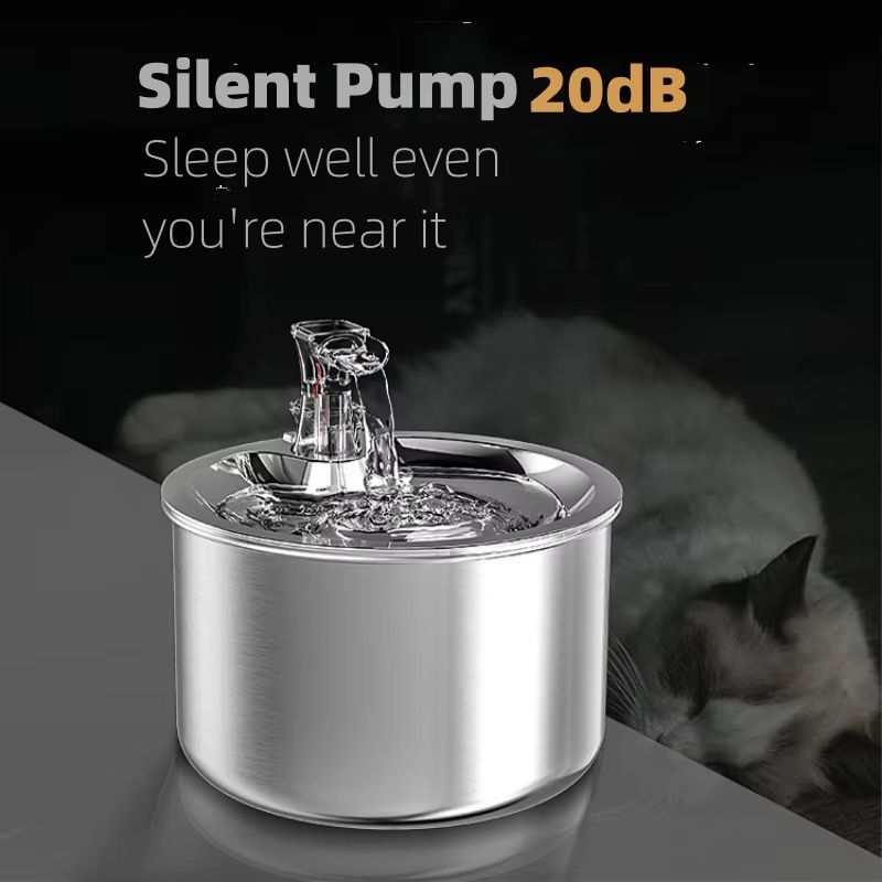 2L Stainless Steel Pet Water Fountain  Automatic Cat And Dog Dispenser With Optional Sensor And Hea 4