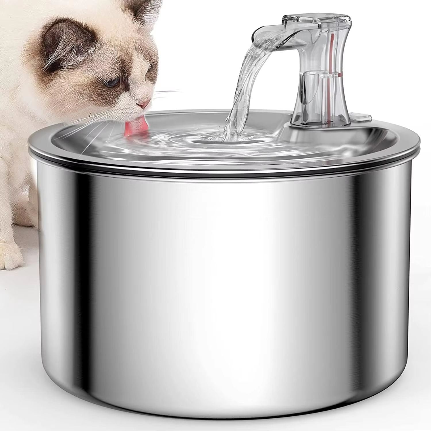 2L Stainless Steel Pet Water Fountain  Automatic Cat And Dog Dispenser With Optional Sensor And Hea 6