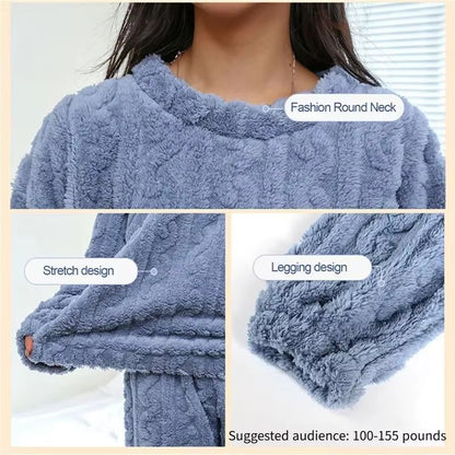 Soft Coral Velvet Womens Pajama Set  Warm Jacquard Loungewear For Cozy Winter Nights 5