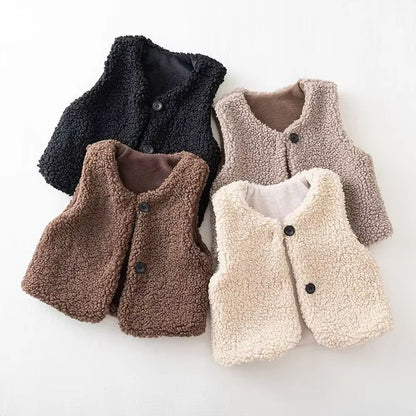 Baby Lamb Wool Velvet Vest  Plush Warm Waistcoat For Boys And Girls 1