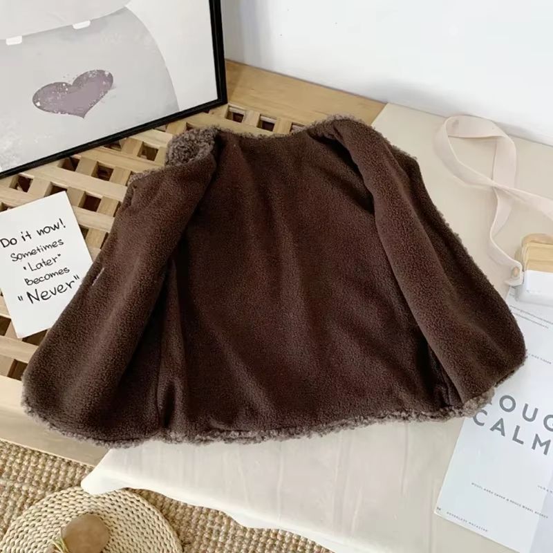 Baby Lamb Wool Velvet Vest  Plush Warm Waistcoat For Boys And Girls 2