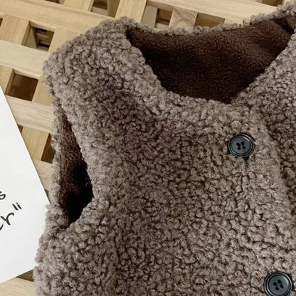Baby Lamb Wool Velvet Vest  Plush Warm Waistcoat For Boys And Girls 4