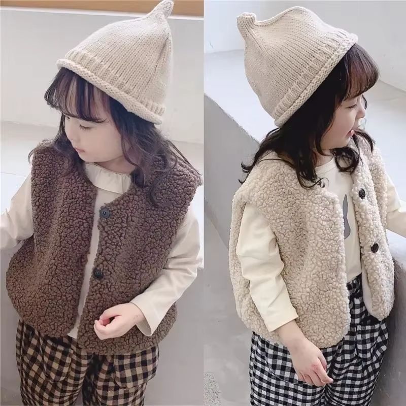 Baby Lamb Wool Velvet Vest  Plush Warm Waistcoat For Boys And Girls 5