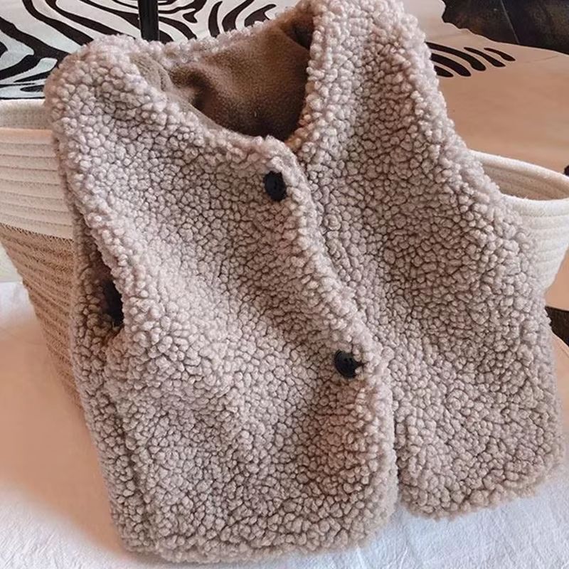 Baby Lamb Wool Velvet Vest  Plush Warm Waistcoat For Boys And Girls 8