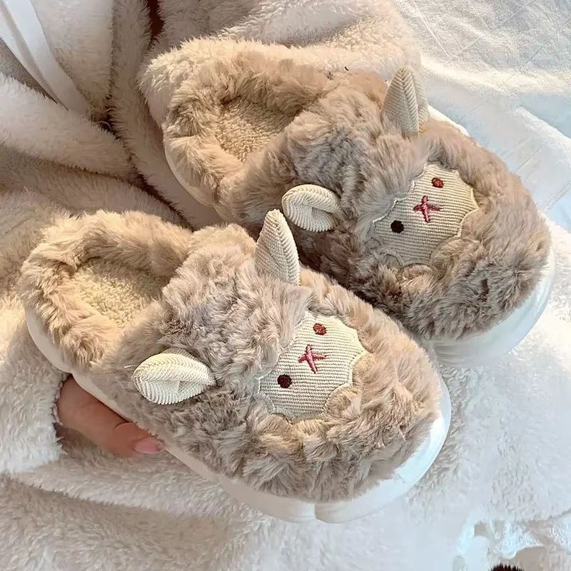 Cozy Cartoon Plush Sheep Slippers  Warm Winter Indoor Cotton Slippers For Men  Women 6