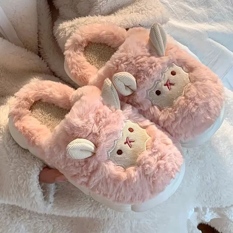 Cozy Cartoon Plush Sheep Slippers  Warm Winter Indoor Cotton Slippers For Men  Women 8