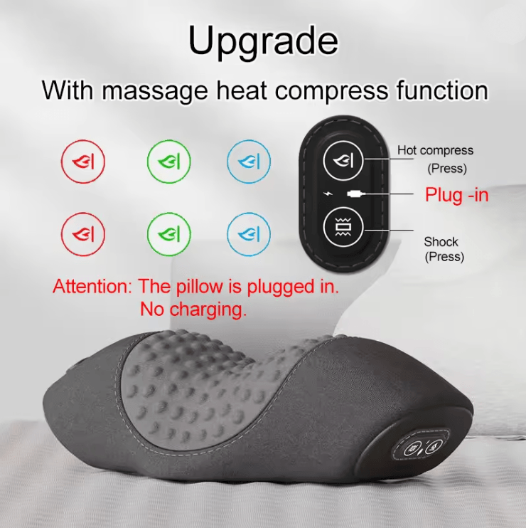 Electric Neck Massage Pillow With Heating And Vibration For Cervical And Spine Support 5