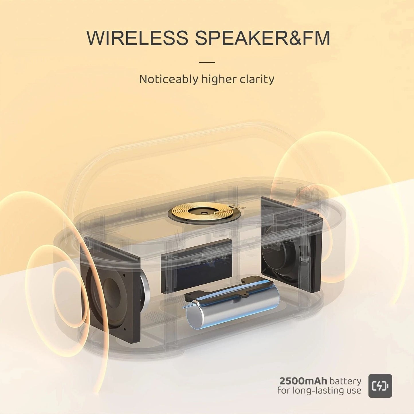 Portable Bluetooth Speaker With Wireless Charger FM Radio And Dimmable Light 5
