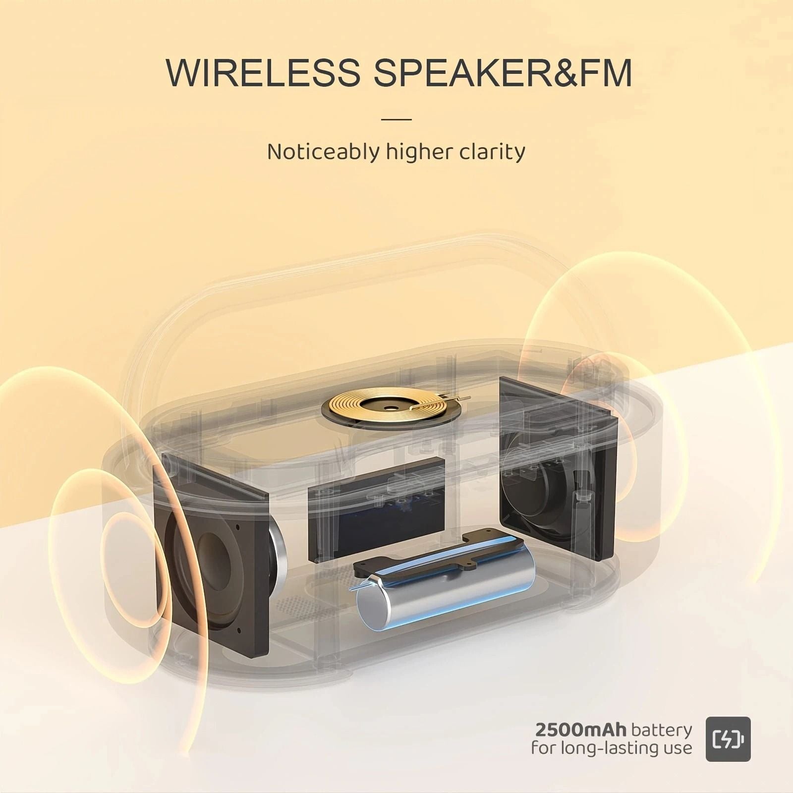 Portable Bluetooth Speaker With Wireless Charger FM Radio And Dimmable Light 5