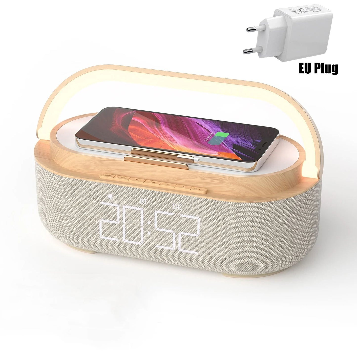 Portable Bluetooth Speaker With Wireless Charger FM Radio And Dimmable Light 7
