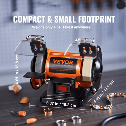 Vevor Jewelry Polisher Buffer Mini Bench Grinder For Gemstones And Metal 2
