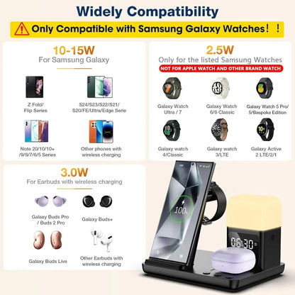 6 In 1 Wireless Charger Station With Alarm Clock Night Light 1