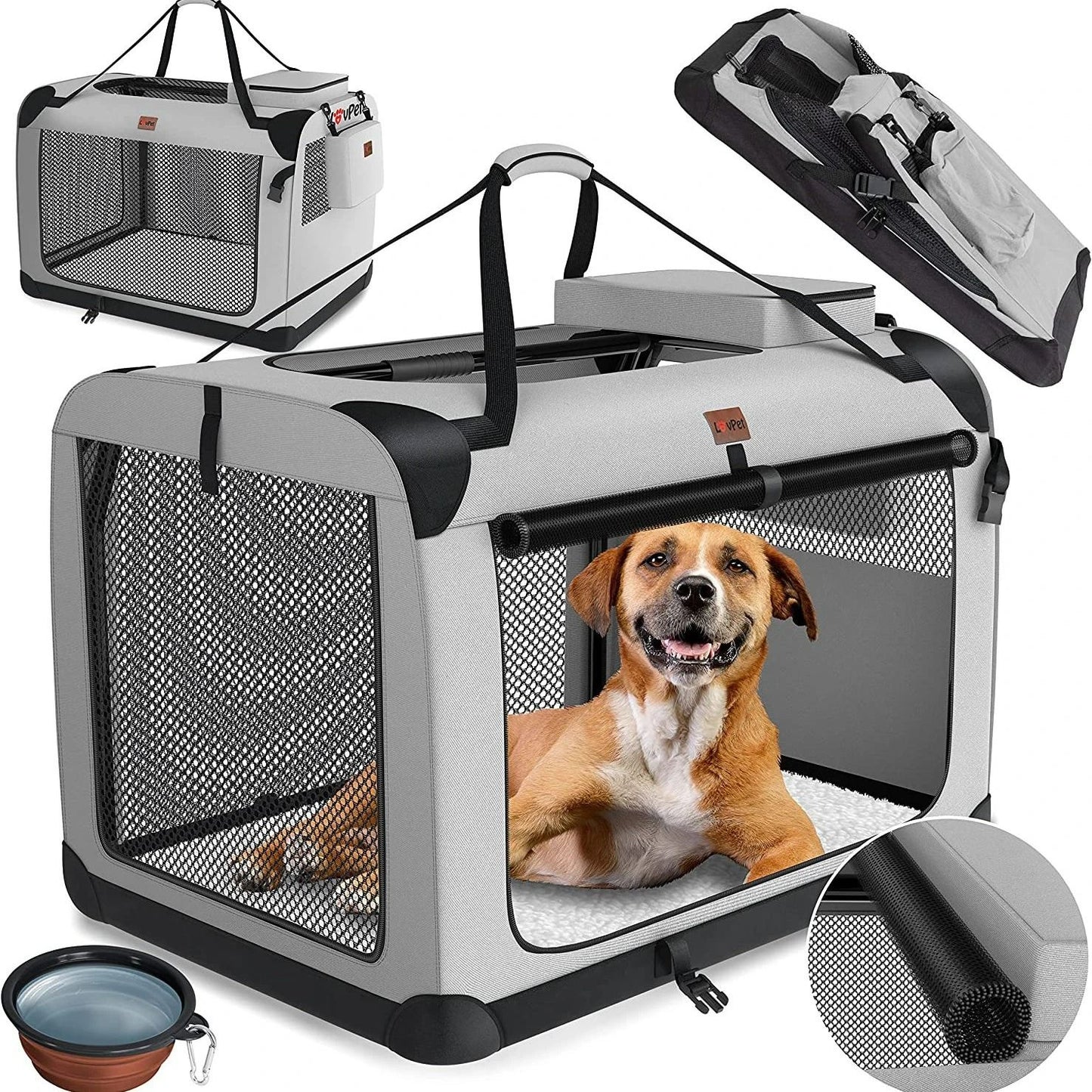 Folding Travel Pet Cage Kennel for Dogs and Cats