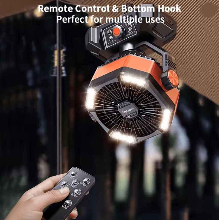 Portable Camping Fan With 20000mAh Battery And LED Lantern For Outdoor Use 1