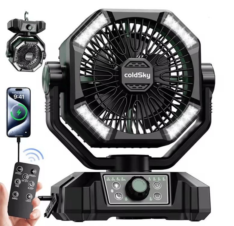 Portable Camping Fan With 20000mAh Battery And LED Lantern For Outdoor Use 3