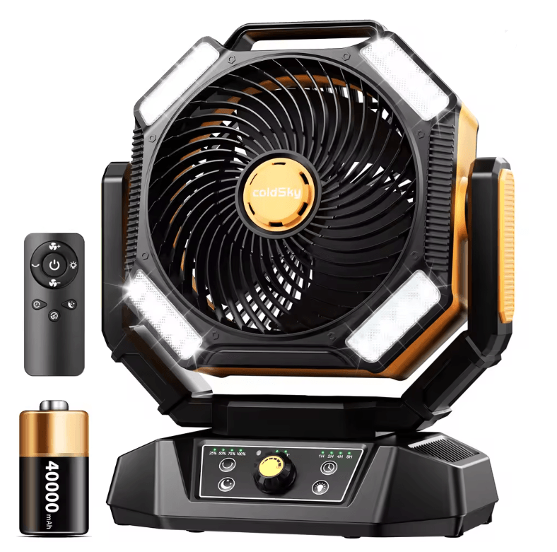 Portable Camping Fan With 20000mAh Battery And LED Lantern For Outdoor Use 4