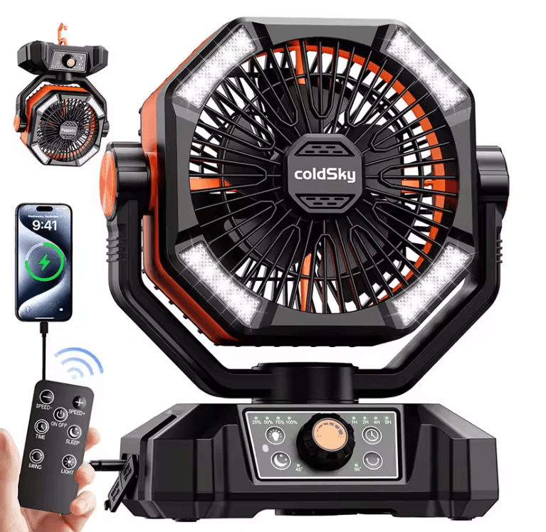 Portable Camping Fan With 20000mAh Battery And LED Lantern For Outdoor Use 5