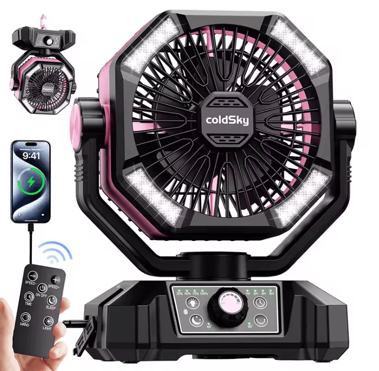 Portable Camping Fan With 20000mAh Battery And LED Lantern For Outdoor Use 6