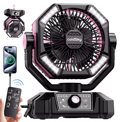 Portable Camping Fan With 20000mAh Battery And LED Lantern For Outdoor Use 6