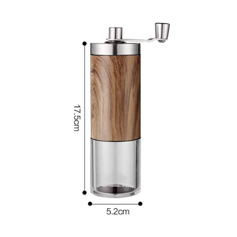 Portable Wood Grain Stainless Steel Hand Crank Coffee Grinder 5