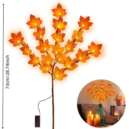 Red Maple Leaf Branch LED Lights Battery Powered Table Decor 1