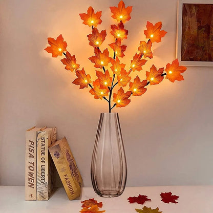Red Maple Leaf Branch LED Lights Battery Powered Table Decor 4