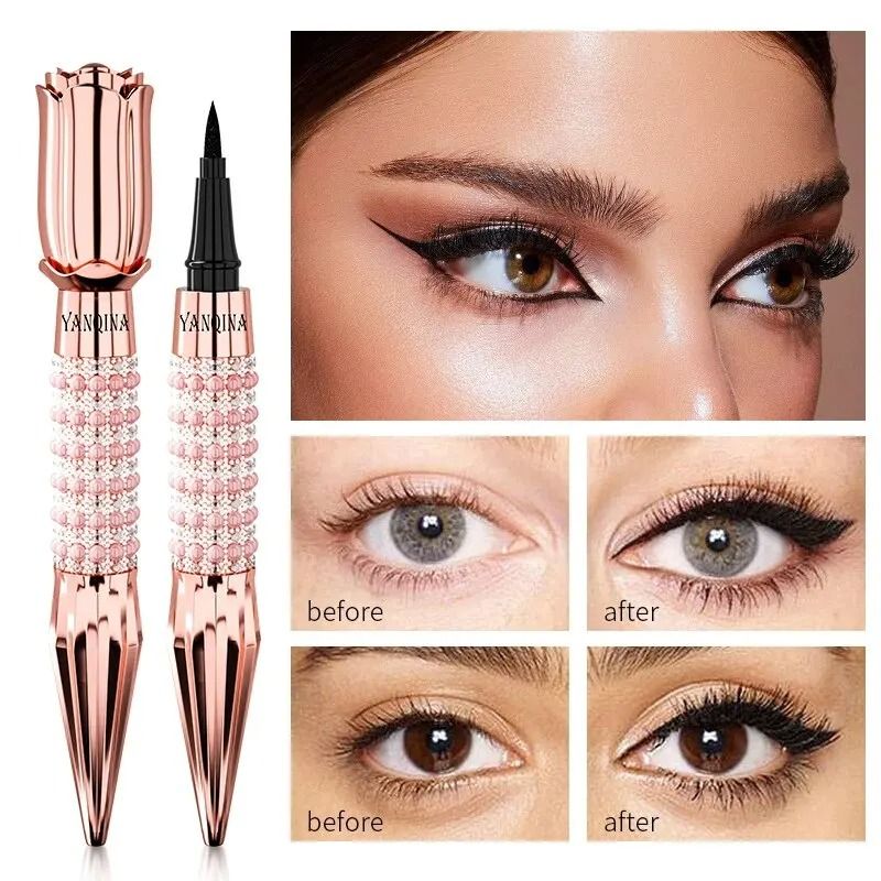 YANQINA Precision Liquid Eyeliner Pen Waterproof Long Lasting Black 3