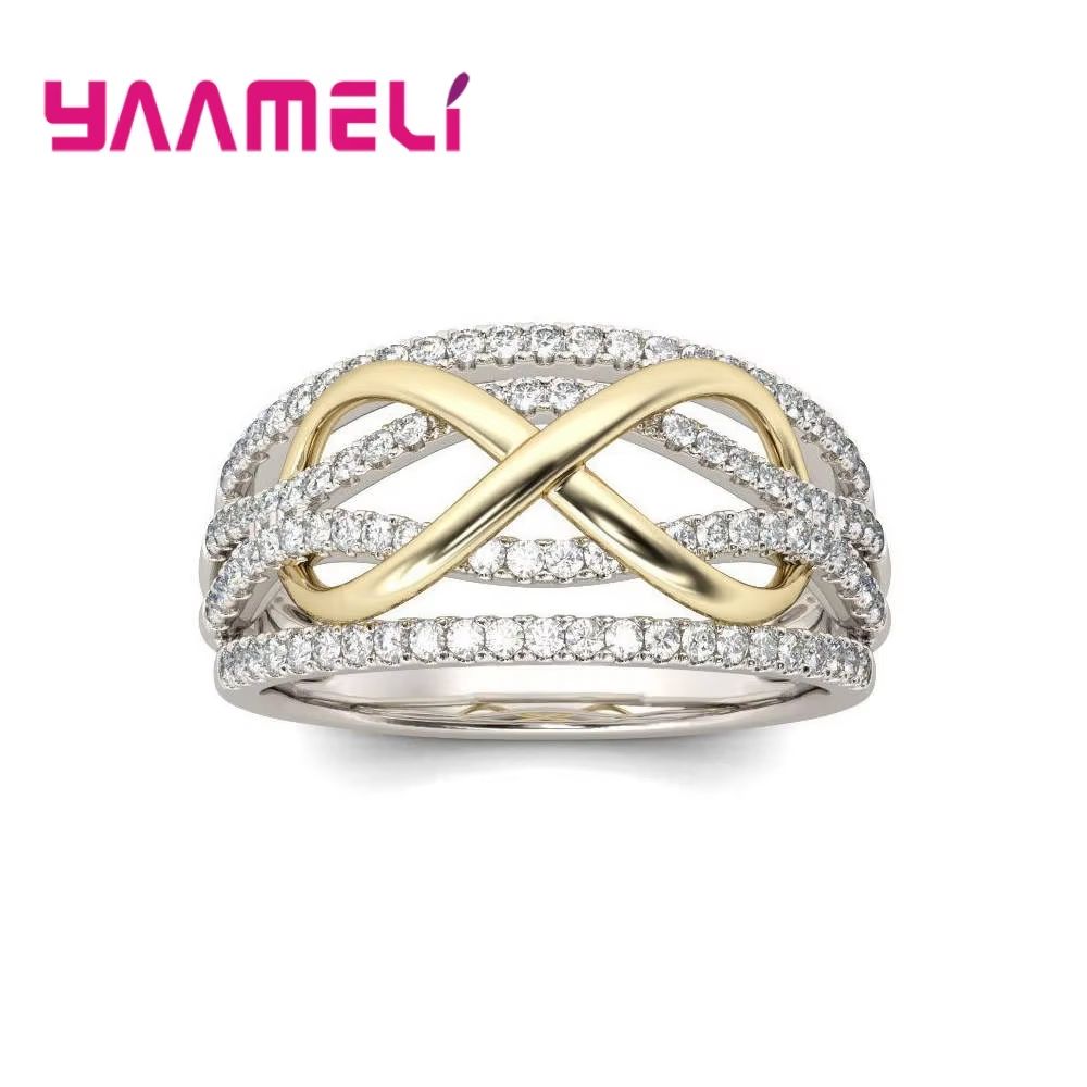 Infinity Bowknot 8 Eternity Ring  Sterling Silver Cubic Zirconia Promise Jewelry 1