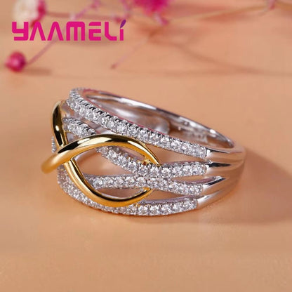 Infinity Bowknot 8 Eternity Ring  Sterling Silver Cubic Zirconia Promise Jewelry 3