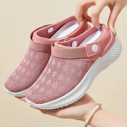 2025 Summer Women's Mesh Slip-On Slippers – Casual Breathable Half-Support Shoes
