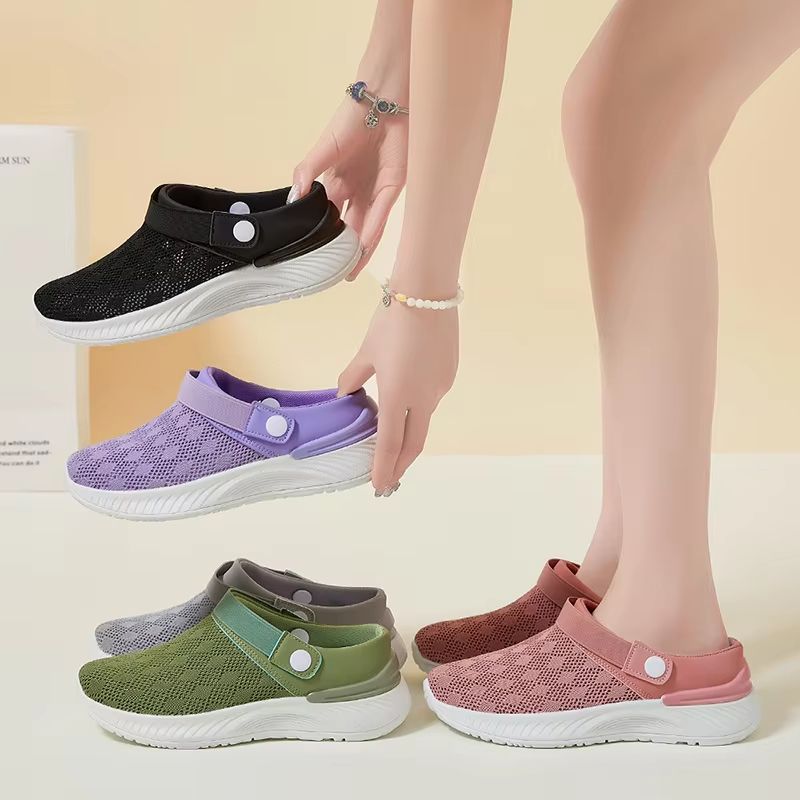 2025 Summer Womens Mesh SlipOn Slippers  Casual Breathable HalfSupport Shoes 1