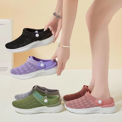 2025 Summer Womens Mesh SlipOn Slippers  Casual Breathable HalfSupport Shoes 1