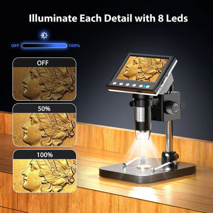 Digital Microscope 43 Inch Screen 1000X Magnification With 8 LED Lights 4