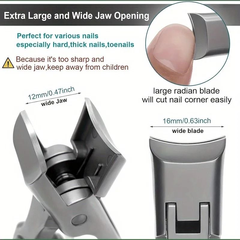 Stainless Steel Nail Clipper For Thick And Long Nails Wide Jaw Sharp Blades 3