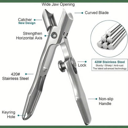 Stainless Steel Nail Clipper For Thick And Long Nails Wide Jaw Sharp Blades 4