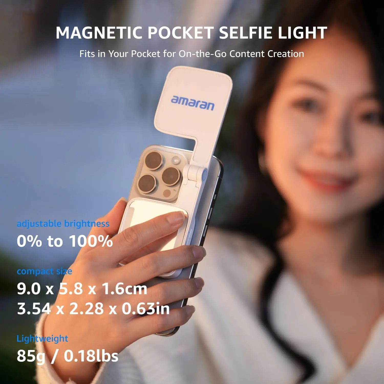 Magnetic Phone Selfie Light With Mirror Portable Rechargeable LED 1