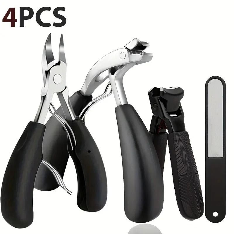 4 Piece Ingrown Toenail Clipper Set Stainless Steel For Thick Nails