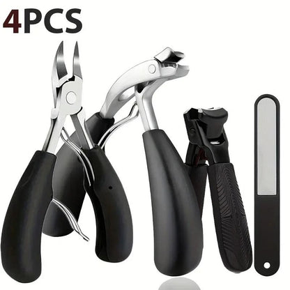 4 Piece Ingrown Toenail Clipper Set Stainless Steel For Thick Nails