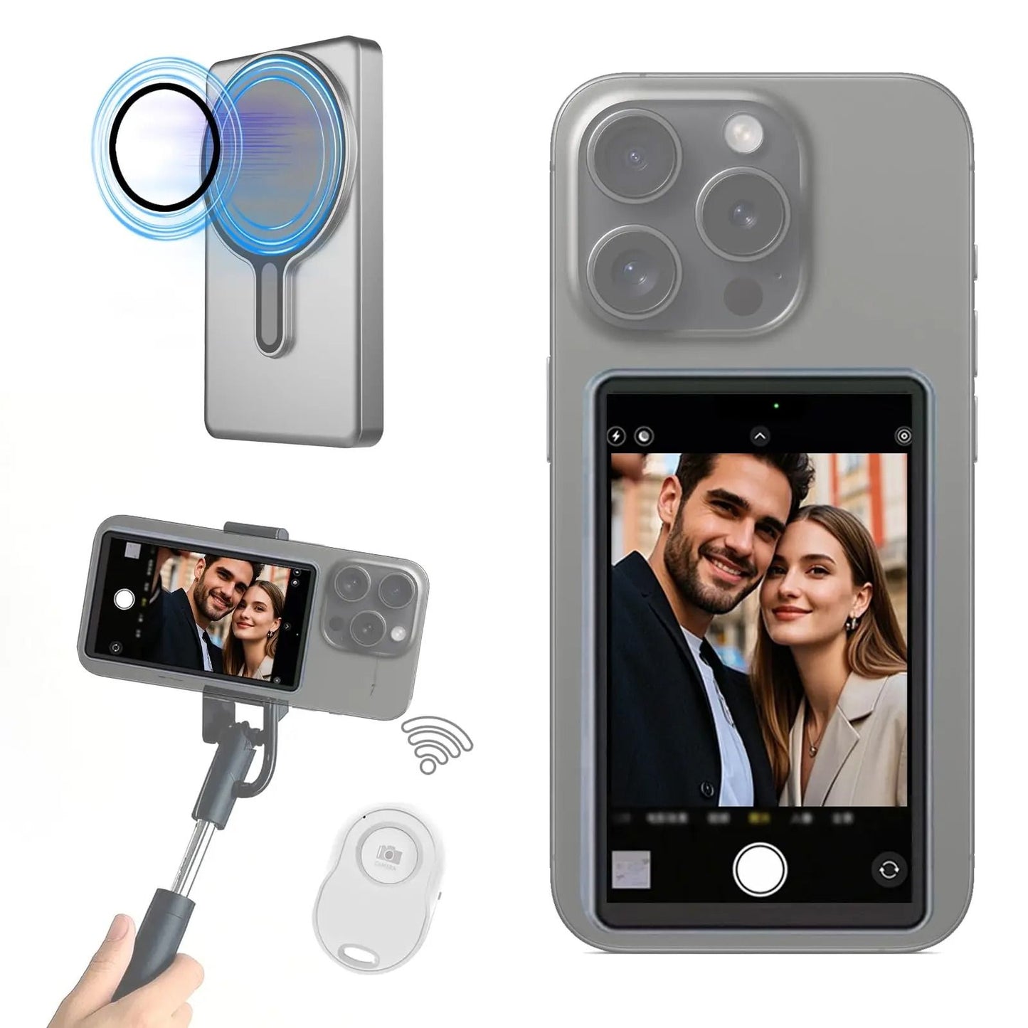 Magnetic Phone Selfie Monitor Screen For Rear Camera Vlogging And Live Streaming