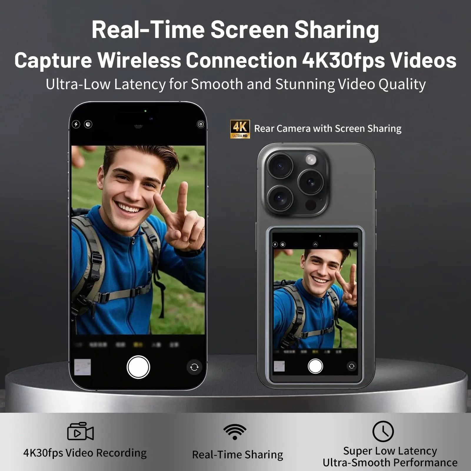 Magnetic Phone Selfie Monitor Screen For Rear Camera Vlogging And Live Streaming 4