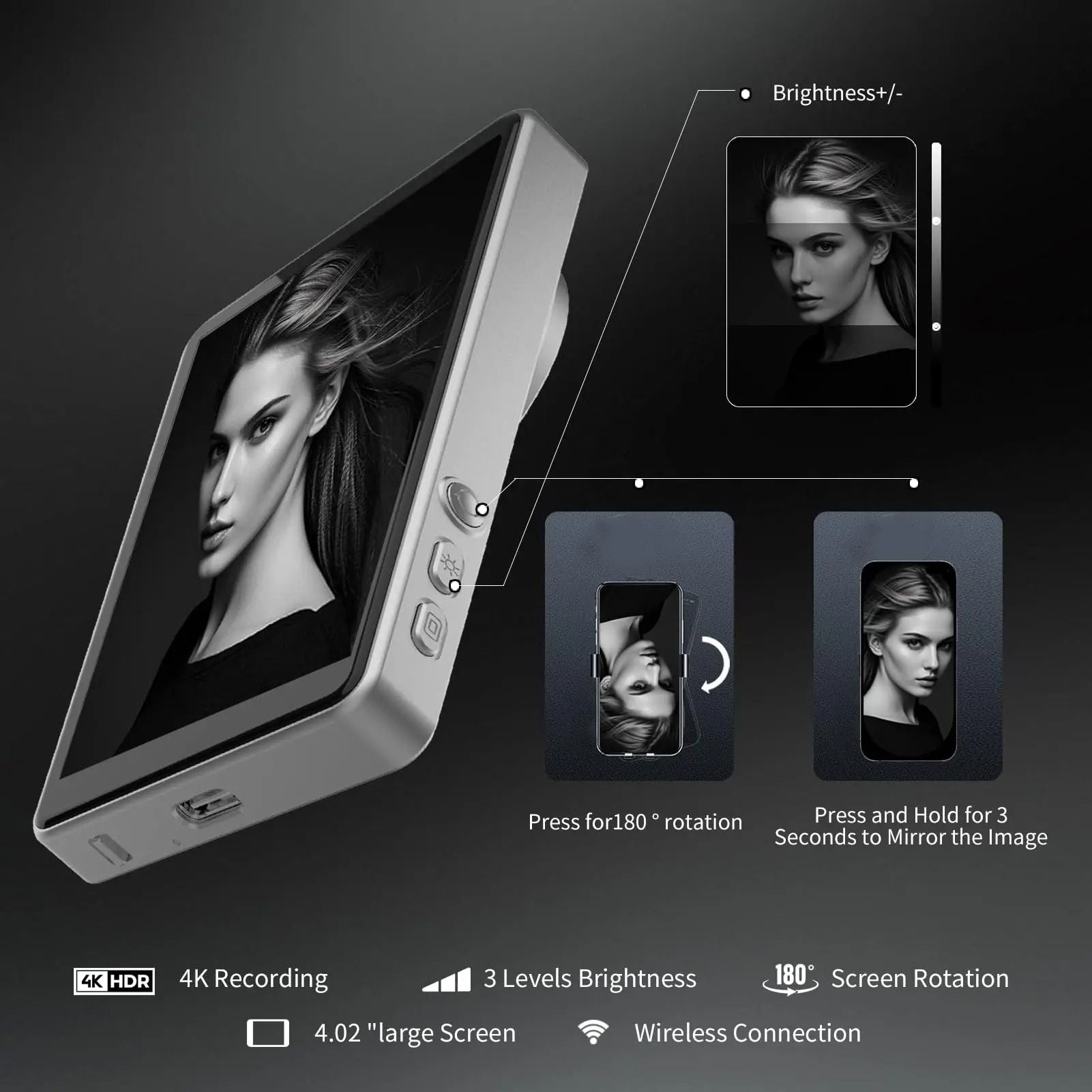 Magnetic Phone Selfie Monitor Screen For Rear Camera Vlogging And Live Streaming 6