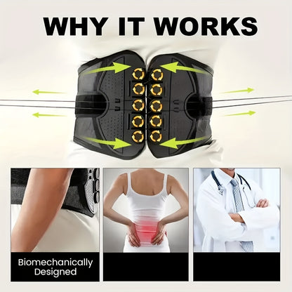 Lumbar Corrector Unisex Belt Comfortable Breathable, Waist Support for Sciatica, Herniated Disc, Fitness Pain Relief