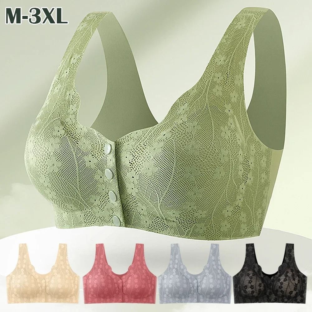 Front Buckle Lace Bra Seamless Breathable No Steel Ring Ice Silk